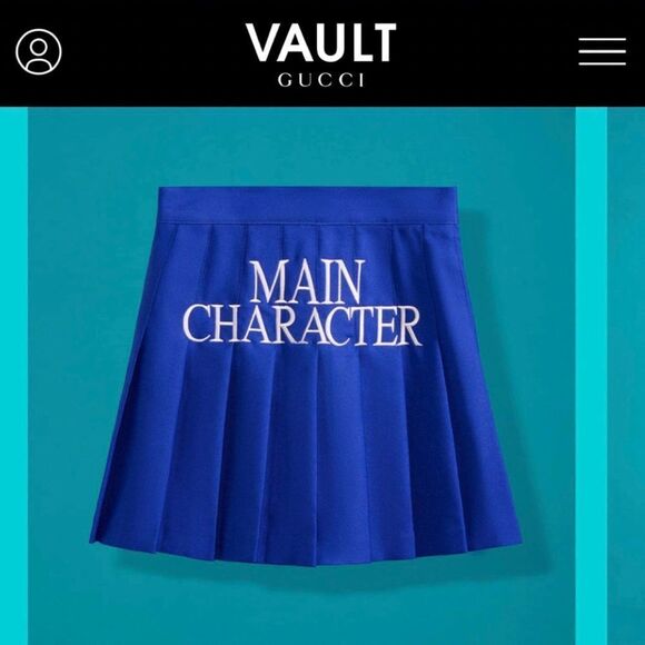 Gucci Vault Blue Pleated Tennis Skirt ‘Main Character’ is Embroidered in White - Picture 3 of 13